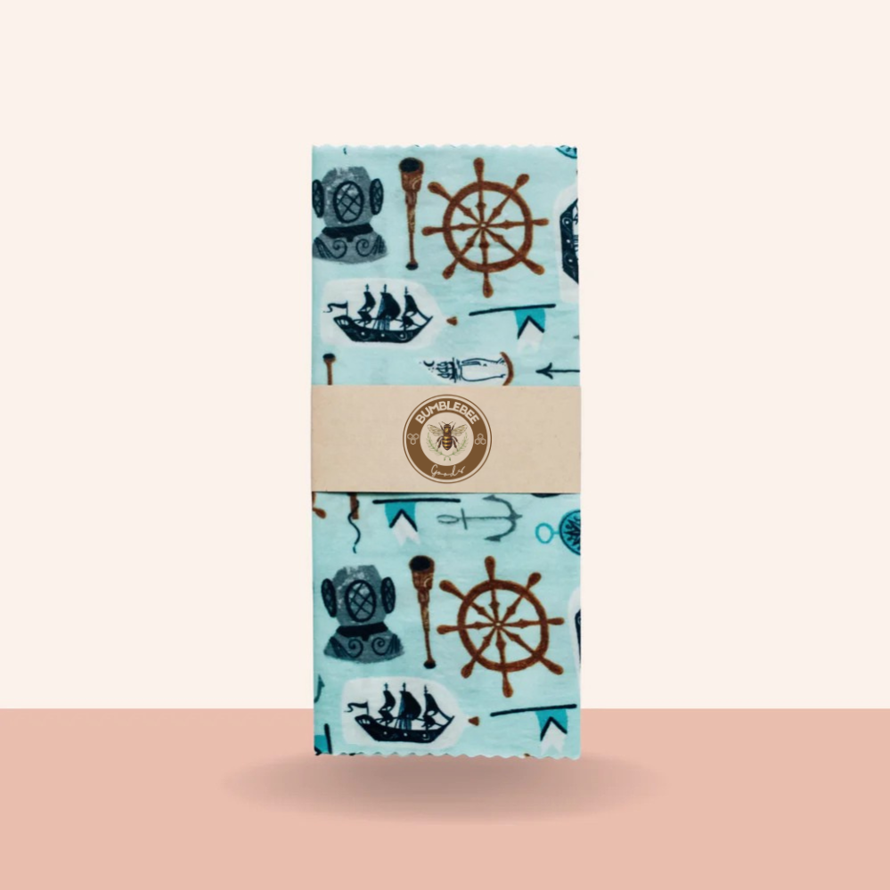 Single Beeswax Food Wraps: Nautical Treasures Medium
